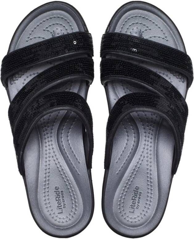 Crocs Paillet Strappy Sleehak Sandaal Black Dames