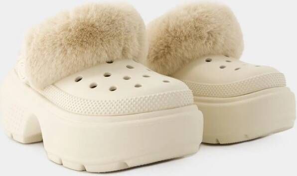 Crocs Stomp Gevoerde Slides Wit White Dames