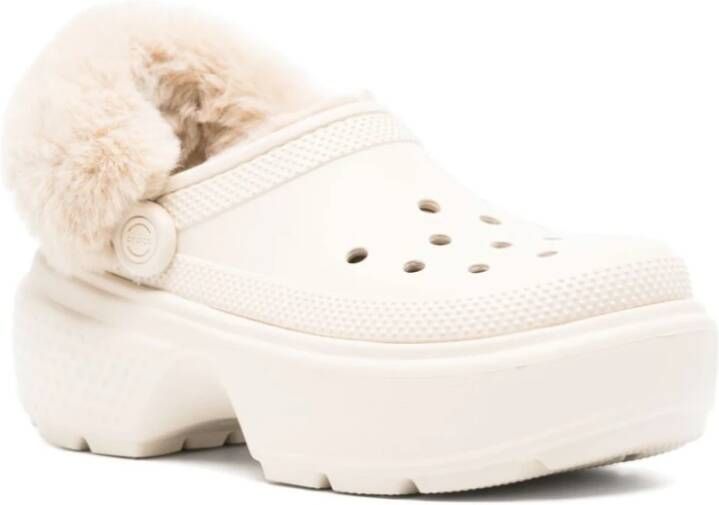 Crocs Witte Gevoerde Klomp Sandalen White Dames