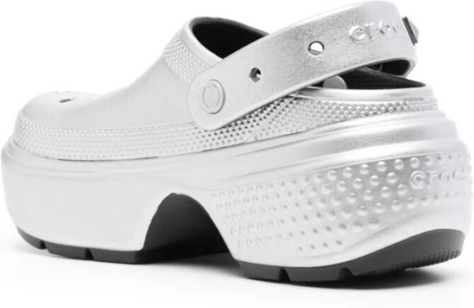 Crocs Zilveren Metallic Sandalen met Studs Gray Dames