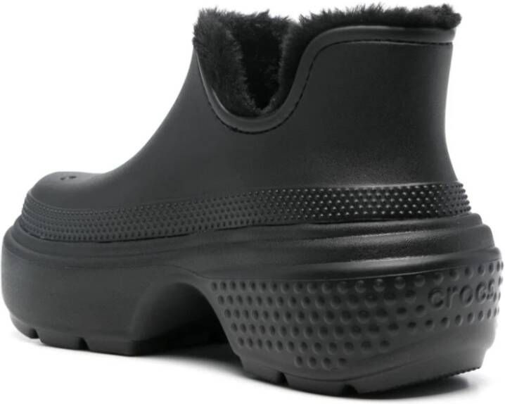 Crocs Zwarte enkellaarsjes met faux-fur voering Black Heren