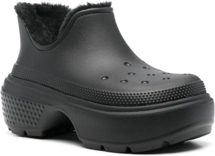 Crocs Zwarte enkellaarsjes met faux-fur voering Black Heren