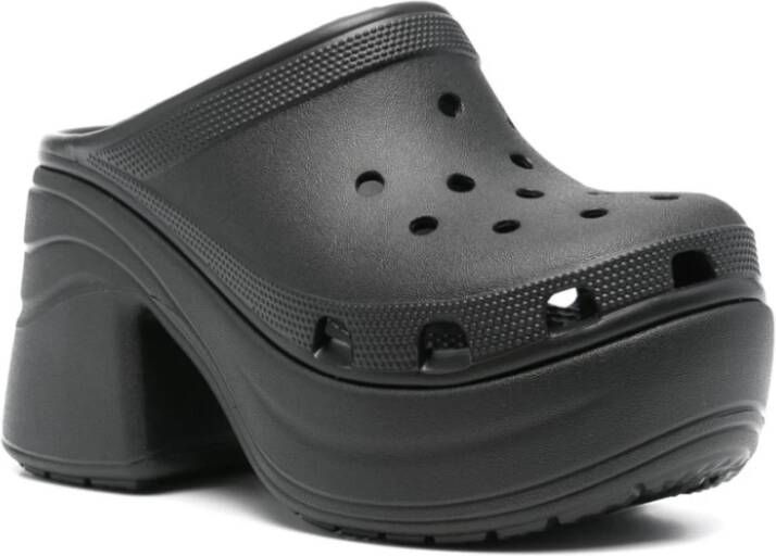 Crocs Zwarte geperforeerde sandalen met hoge hak Black Dames