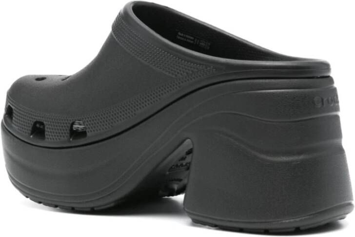 Crocs Zwarte geperforeerde sandalen met hoge hak Black Dames