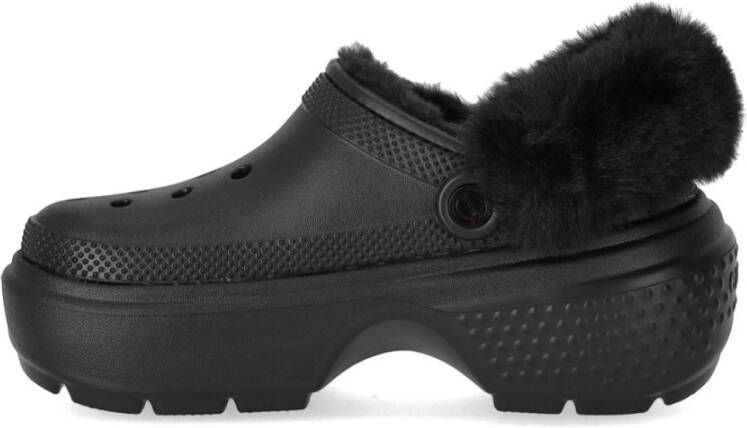 Crocs Zwarte gevoerde Stomp klomp met bont Black Dames