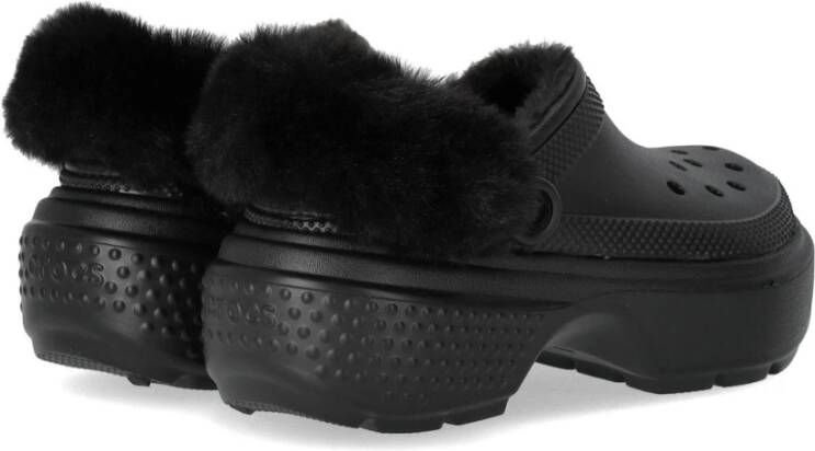 Crocs Zwarte gevoerde Stomp klomp met bont Black Dames