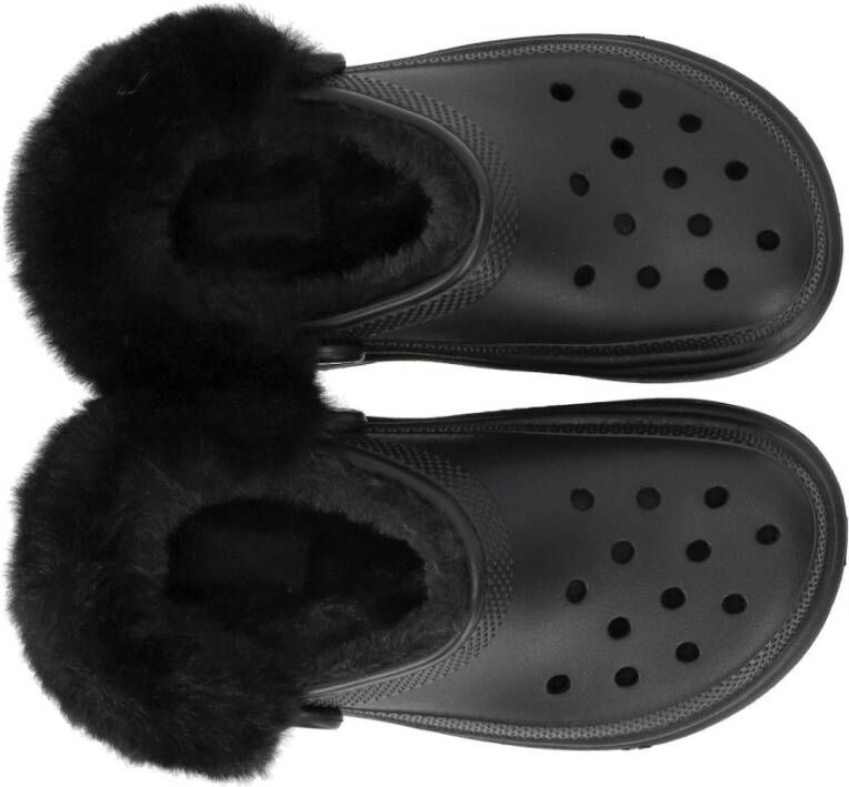 Crocs Zwarte gevoerde Stomp klomp met bont Black Dames