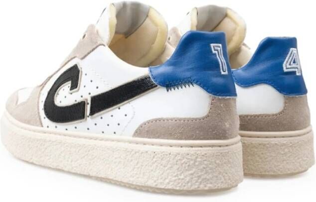 Cruyff Witte Leren Sneakers met Blauwe en Zwarte Details Multicolor Heren