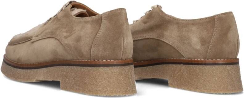 Ctwlk. Beige Suède Veterschoenen met Teddy Stof Beige Dames