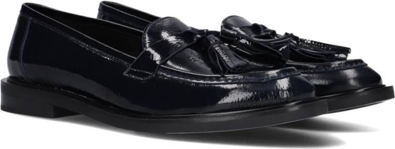 Ctwlk. Blauwe Leren Loafers met Franjes Blue Dames