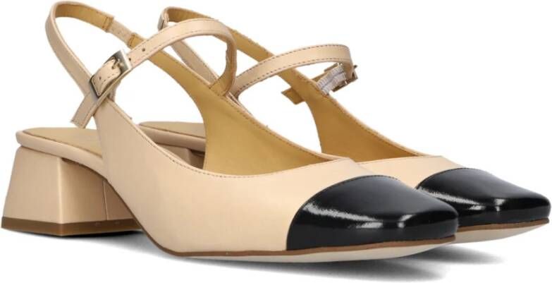 Ctwlk. Elegante Beige Leren Slingback Hakken Beige Dames