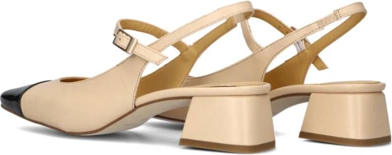 Ctwlk. Elegante Beige Leren Slingback Hakken Beige Dames