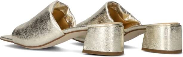 Ctwlk. Gouden leren slippers met blokhak Yellow Dames