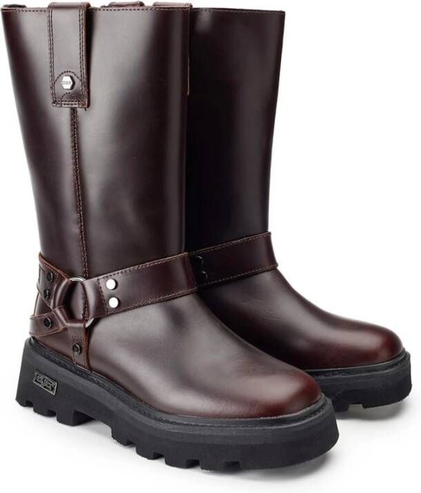 Cult Bikerlaarzen Bruin Leer Enkel Brown Dames