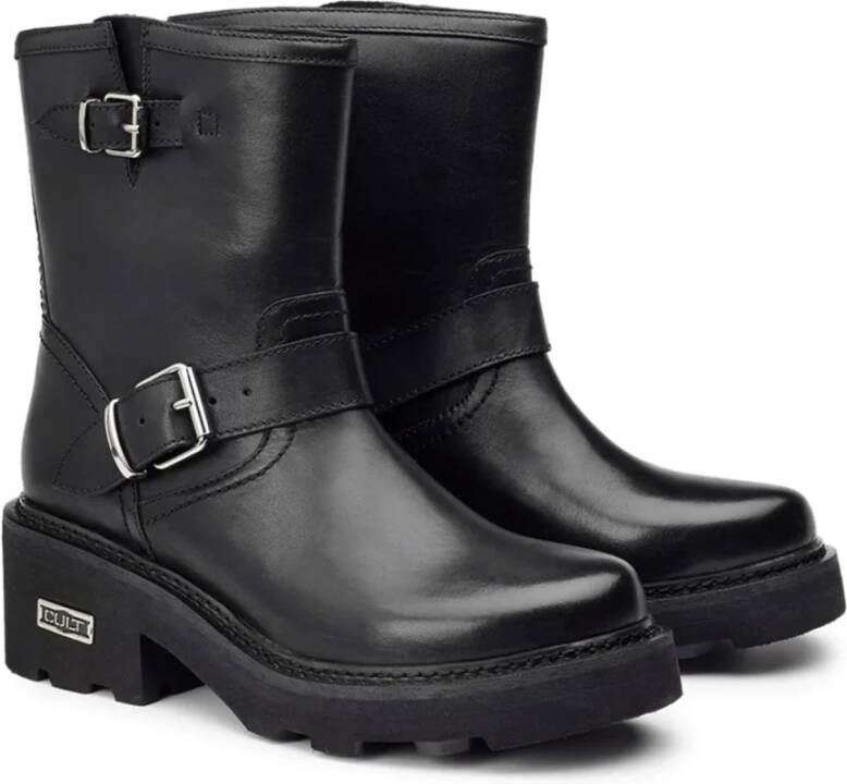 Cult Grace Mid Boot met Dubbele Gesp Black Dames