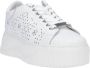 Cult Bloemen Geperforeerde Leren Sneakers White Dames - Thumbnail 3