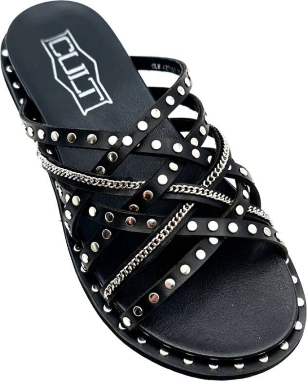 Cult Studded Cross Strap Sandals Black Dames