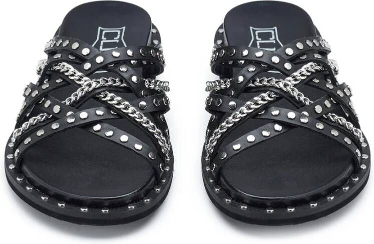 Cult Studded Leather Sandals Black Dames