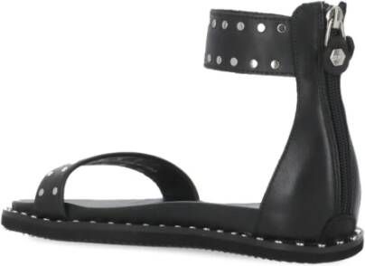 Cult Studded Zwarte Leren Sandalen Black Dames