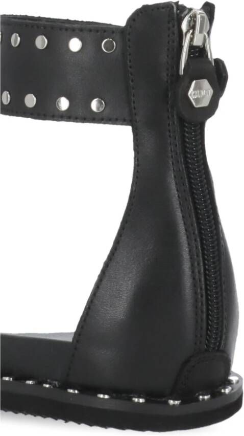 Cult Studded Zwarte Leren Sandalen Black Dames