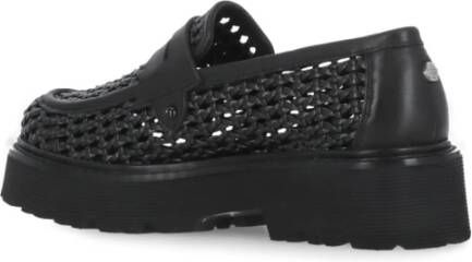 Cult Zwarte geweven loafers met metalen logo Black Dames