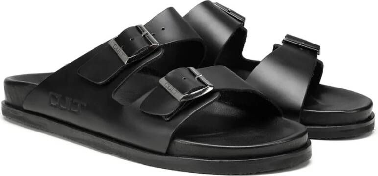 Cult Zwarte Leren Gesp Sandalen Black Heren