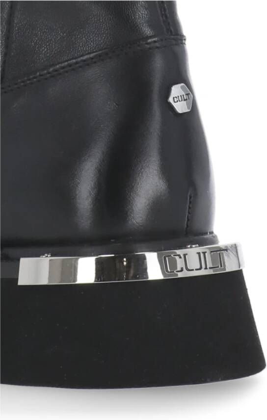 Cult Zwarte Leren Laarzen met Metalen Logo Black Dames