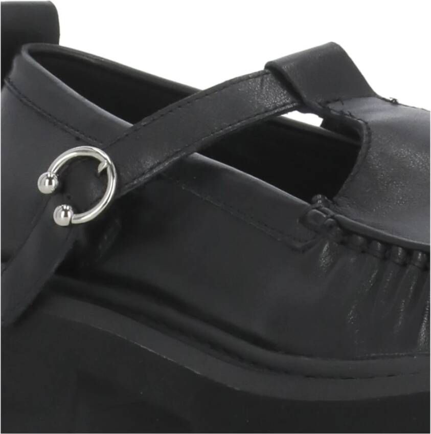 Cult Zwarte leren loafers met gespsluiting Black Dames