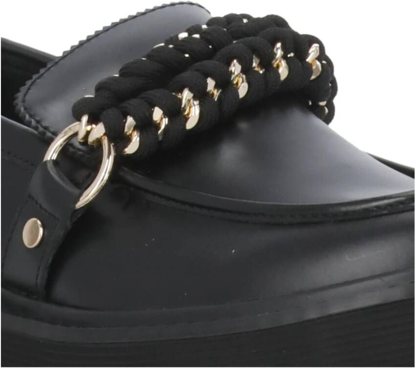 Cult Zwarte Leren Loafers met Kettingmasker Black Dames