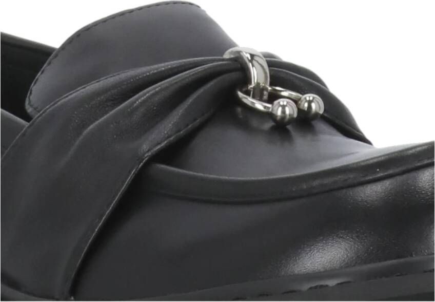 Cult Zwarte leren loafers met metalen detail Black Dames