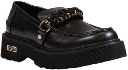 Cult Zwarte leren platte damesschoenen Black Dames