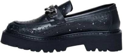 Cult Zwarte Leren Platte Schoenen Lente Zomer Black Dames