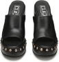 Cult Zwarte leren sandaal met gouden studs Black Dames - Thumbnail 2