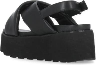 Cult Zwarte Leren Sandalen met Metalen Logo Black Dames