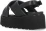 Cult Zwarte Leren Sandalen met Metalen Logo Black Dames - Thumbnail 3