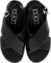 Cult Zwarte Leren Sandalen met Metalen Logo Black Dames - Thumbnail 8