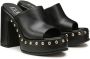 Cult Zwarte leren sandaal met gouden studs Black Dames - Thumbnail 5