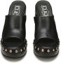 Cult Zwarte leren sandaal met gouden studs Black Dames - Thumbnail 6