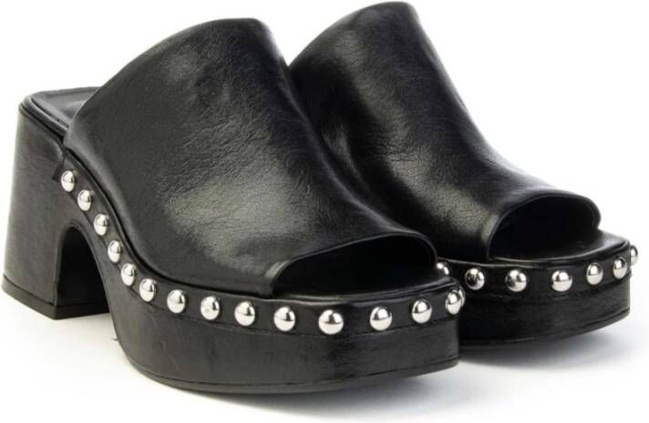 Curiosite Studded Heeled Mules Black Dames