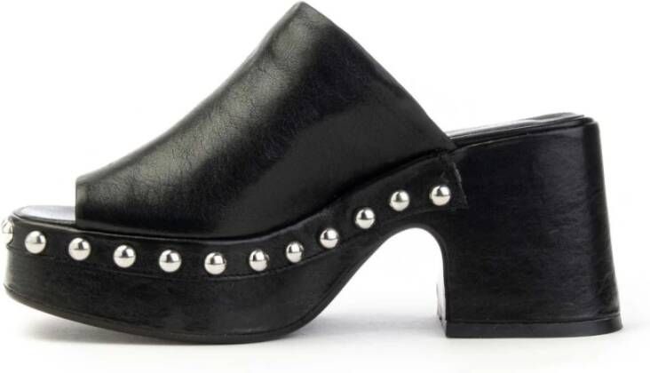 Curiosite Studded Heeled Mules Black Dames