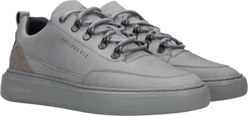 Cycleur de Luxe Grijze Leren Sneaker met Versterkte Hiel Gray Heren