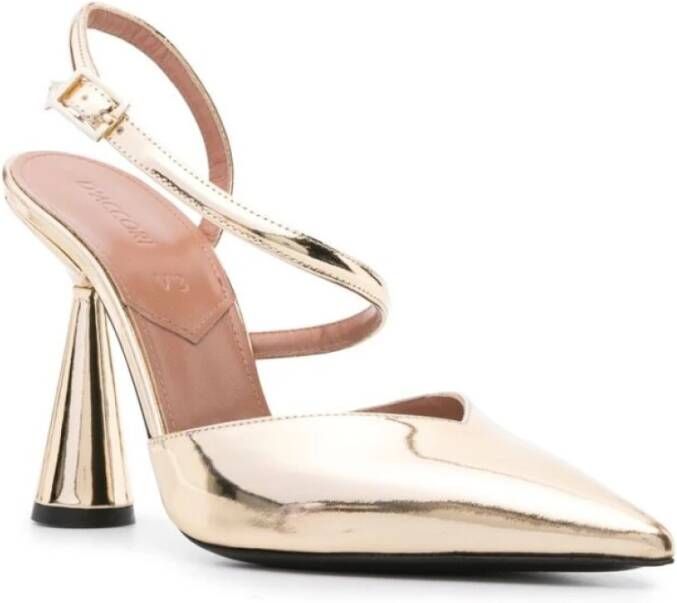 D'Accori Metallic Pointed Toe Slingback Heels Yellow Dames