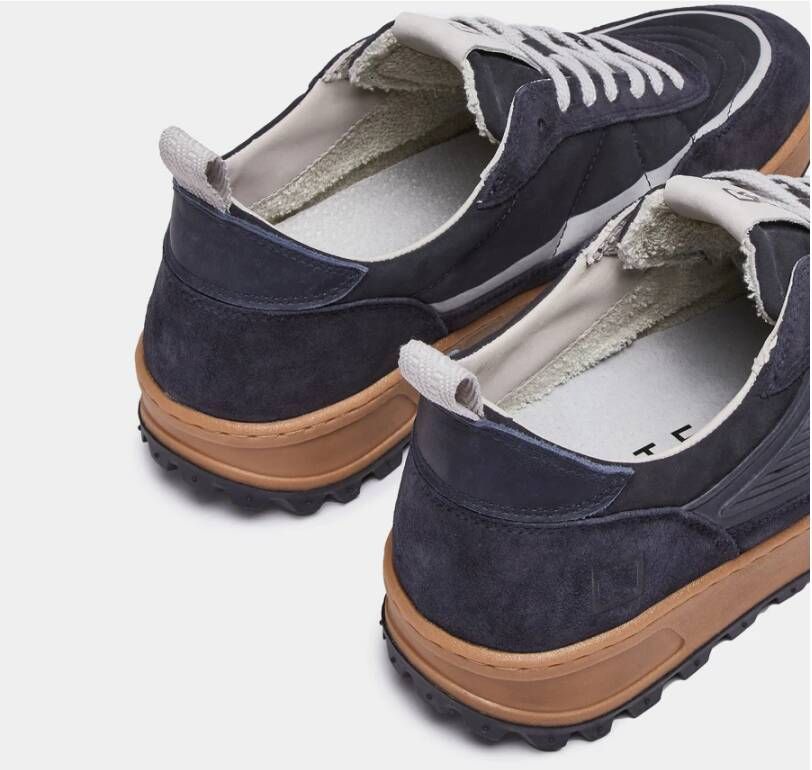 D.a.t.e. Blauwe lage sneakers met suède inzetstukken Blue Heren