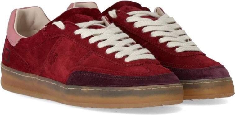 D.a.t.e. Bordeaux Suède Sneaker met Roze Details Red Dames