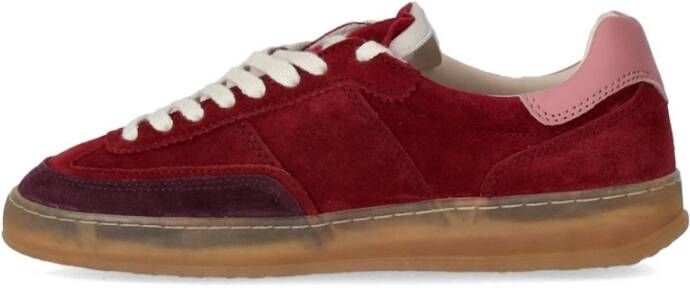 D.a.t.e. Bordeaux Suède Sneaker met Roze Details Red Dames