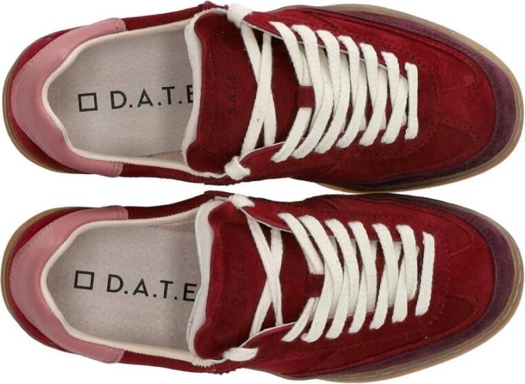 D.a.t.e. Bordeaux Suède Sneaker met Roze Details Red Dames