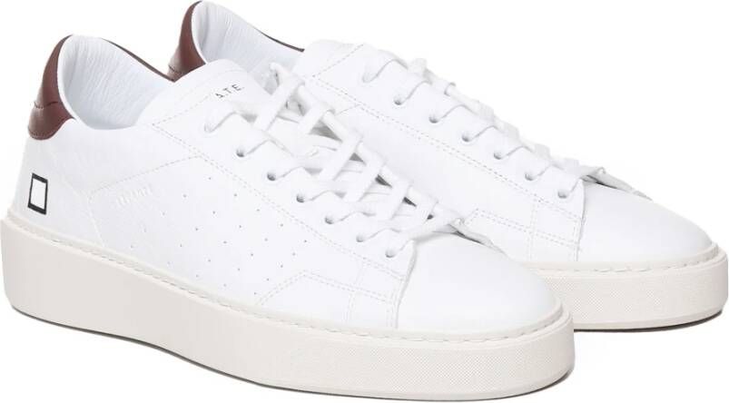 D.a.t.e. Bruine leren sneakers met logodetail White Heren