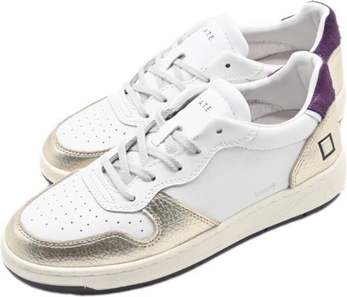 D.a.t.e. Gelamineerde Wit-Platina Court Sneakers White Dames