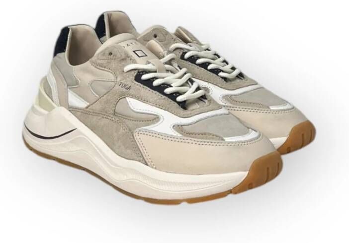 D.a.t.e. Gewaxte Sneakers voor Stijlvol Schoeisel Beige Heren