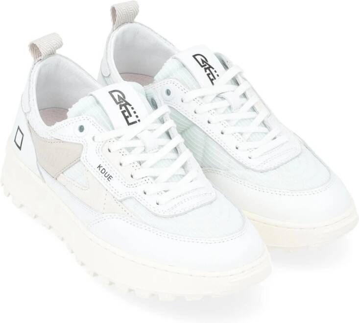 D.a.t.e. Hybride Technische Stof en Leren Sneaker White Dames